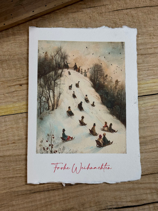 3 Christmas Card | Baumwolle Handgeschöpftes Büttenpapier Grüßkarte/handgemachte Grüßkarte//xmas/Karte zum Weihnachten/carte de vœux de Noël