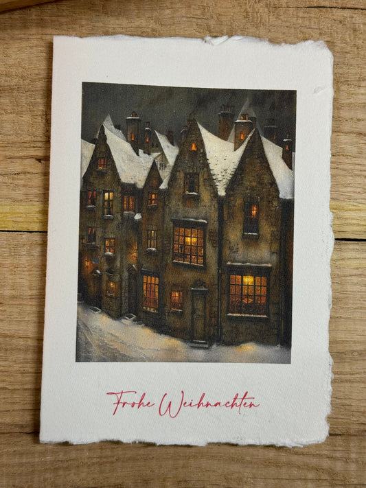 5 Christmas Card | Baumwolle Handgeschöpftes Büttenpapier Grüßkarte/handgemachte Grüßkarte//xmas/Karte zum Weihnachten/carte de vœux de Noël