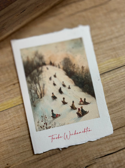 3 Christmas Card | Baumwolle Handgeschöpftes Büttenpapier Grüßkarte/handgemachte Grüßkarte//xmas/Karte zum Weihnachten/carte de vœux de Noël