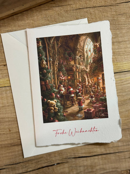 1 Christmas Card | Baumwolle Handgeschöpftes Büttenpapier Grüßkarte/handgemachte Grüßkarte//xmas/Karte zum Weihnachten/carte de vœux de Noël