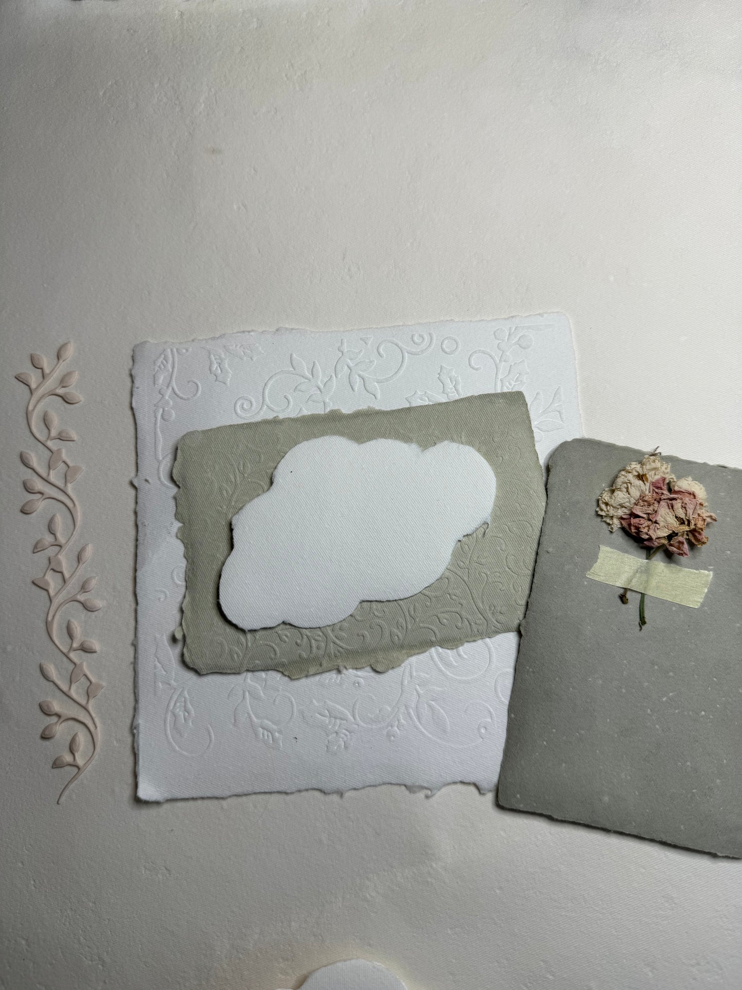 5 Pieces (  5 x 7 cm ). White Clouds handmade paper, sticker for diaries, Shaped handmade paper,Diary accessory