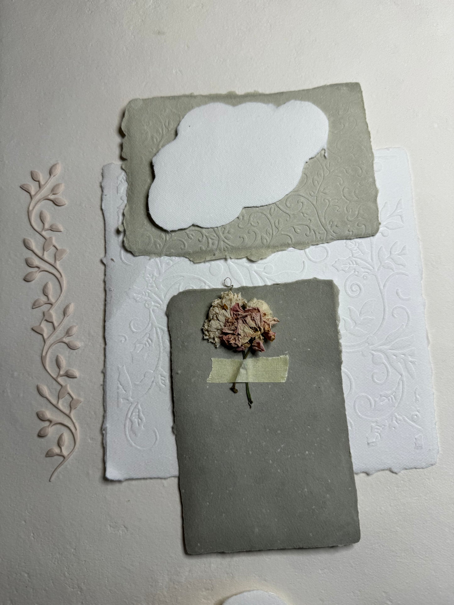 5 Pieces (  5 x 7 cm ). White Clouds handmade paper, sticker for diaries, Shaped handmade paper,Diary accessory