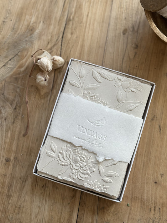 5 Pieces Handmade Paper with Embossing Card Box